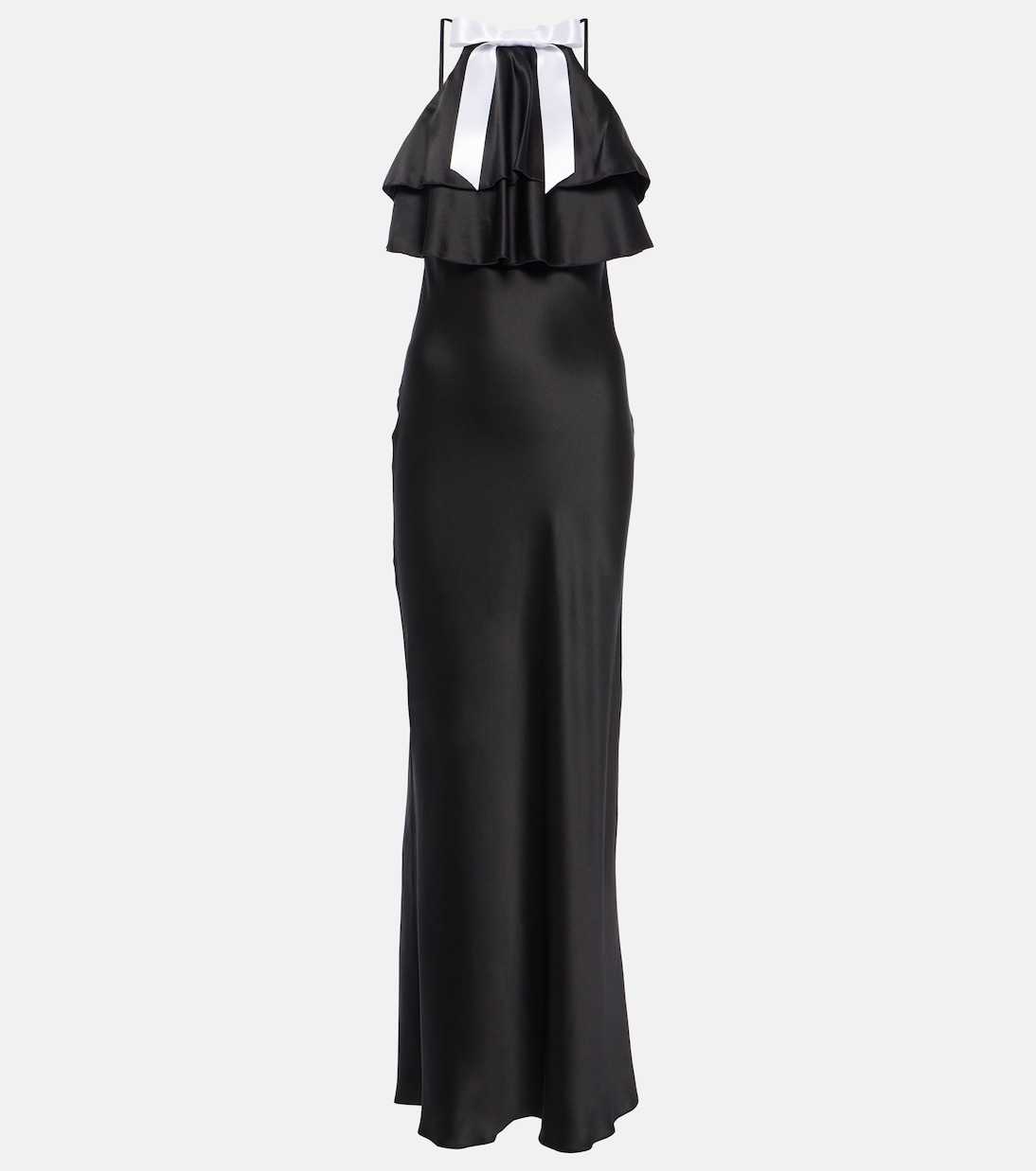 Vestido de fiesta de satén de seda con volantes | Rodarte