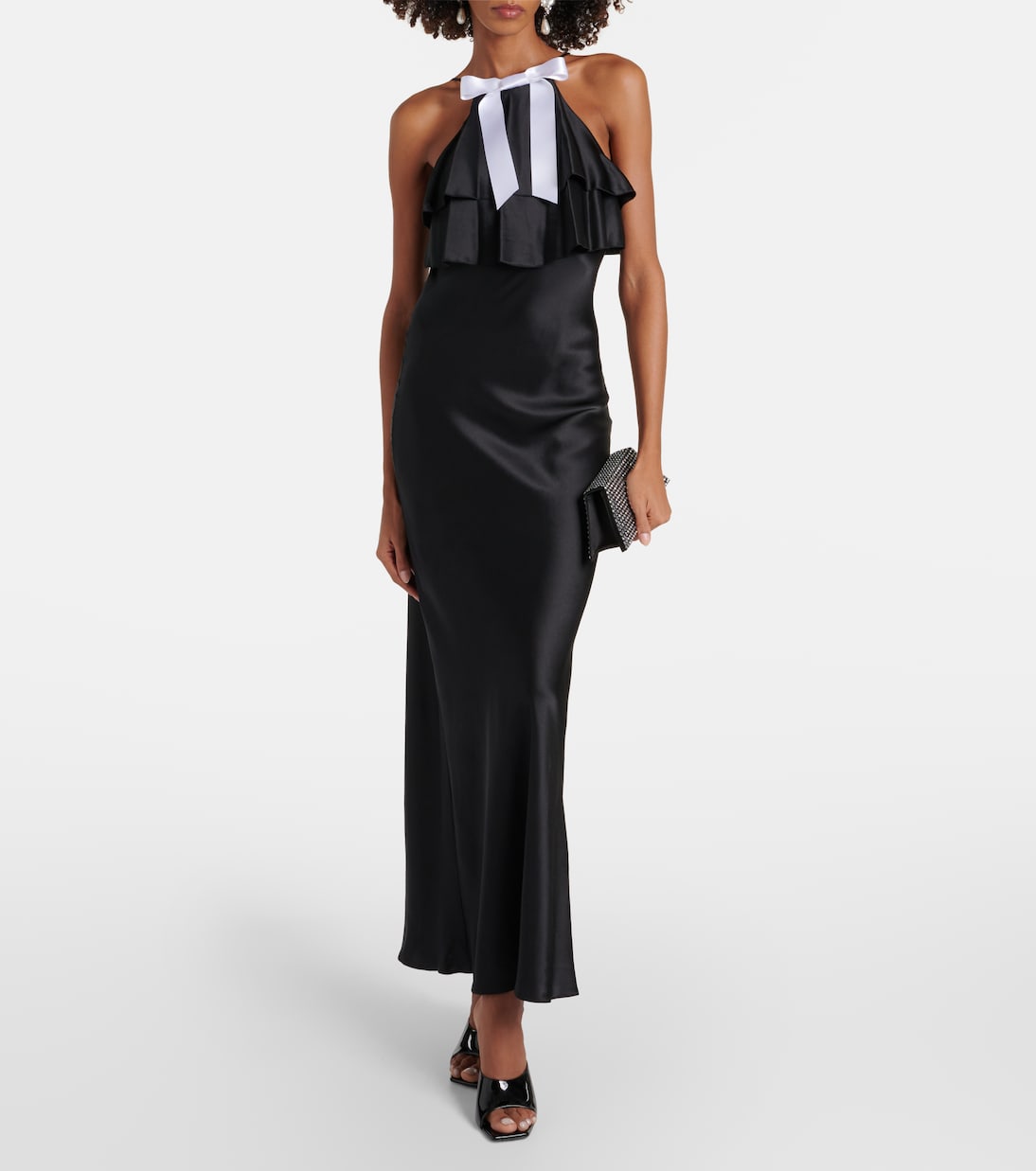 Vestido de fiesta de satén de seda con volantes | Rodarte