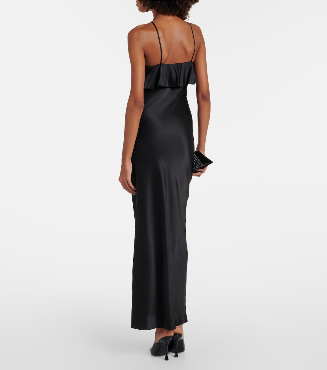 Vestido de fiesta de satén de seda con volantes | Rodarte