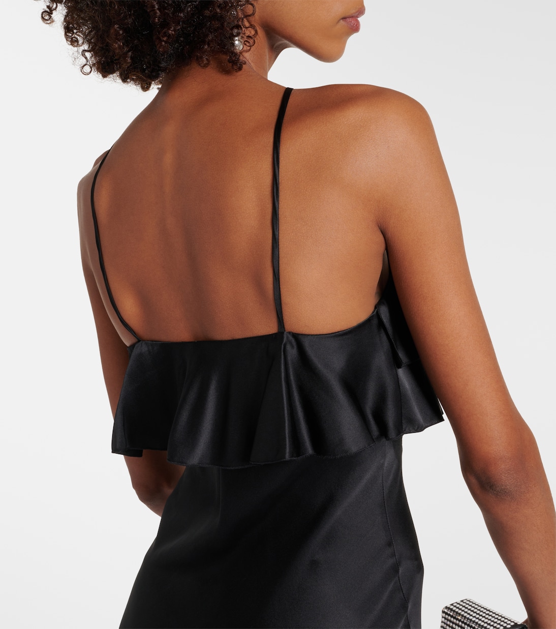 Vestido de fiesta de satén de seda con volantes | Rodarte