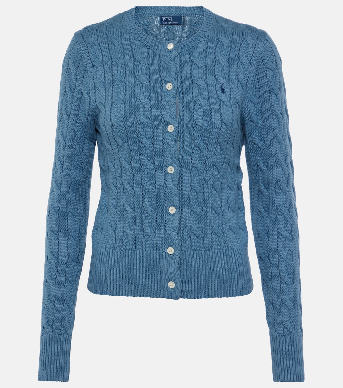 Cable-knit cotton cardigan in blue - Polo Ralph Lauren | Mytheresa