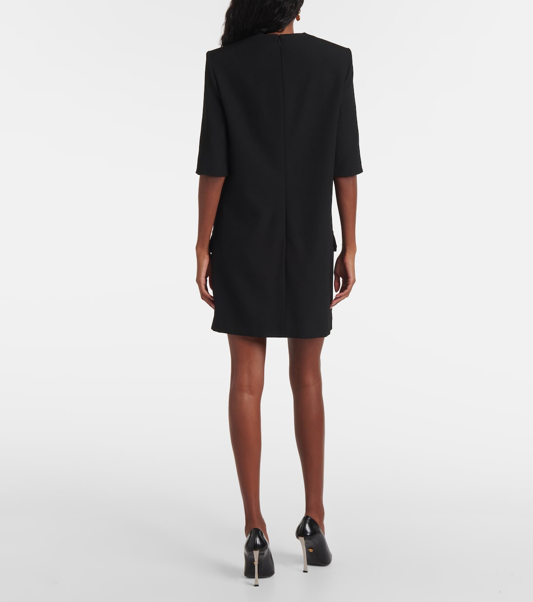 Vestido corto de gabardina de lana | Versace