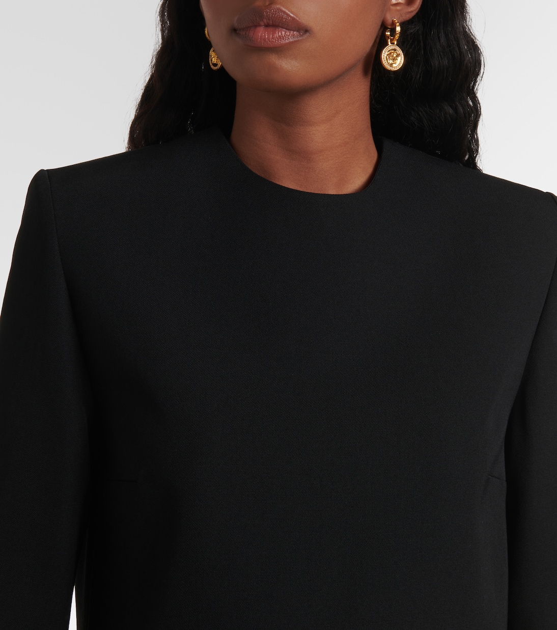Vestido corto de gabardina de lana | Versace