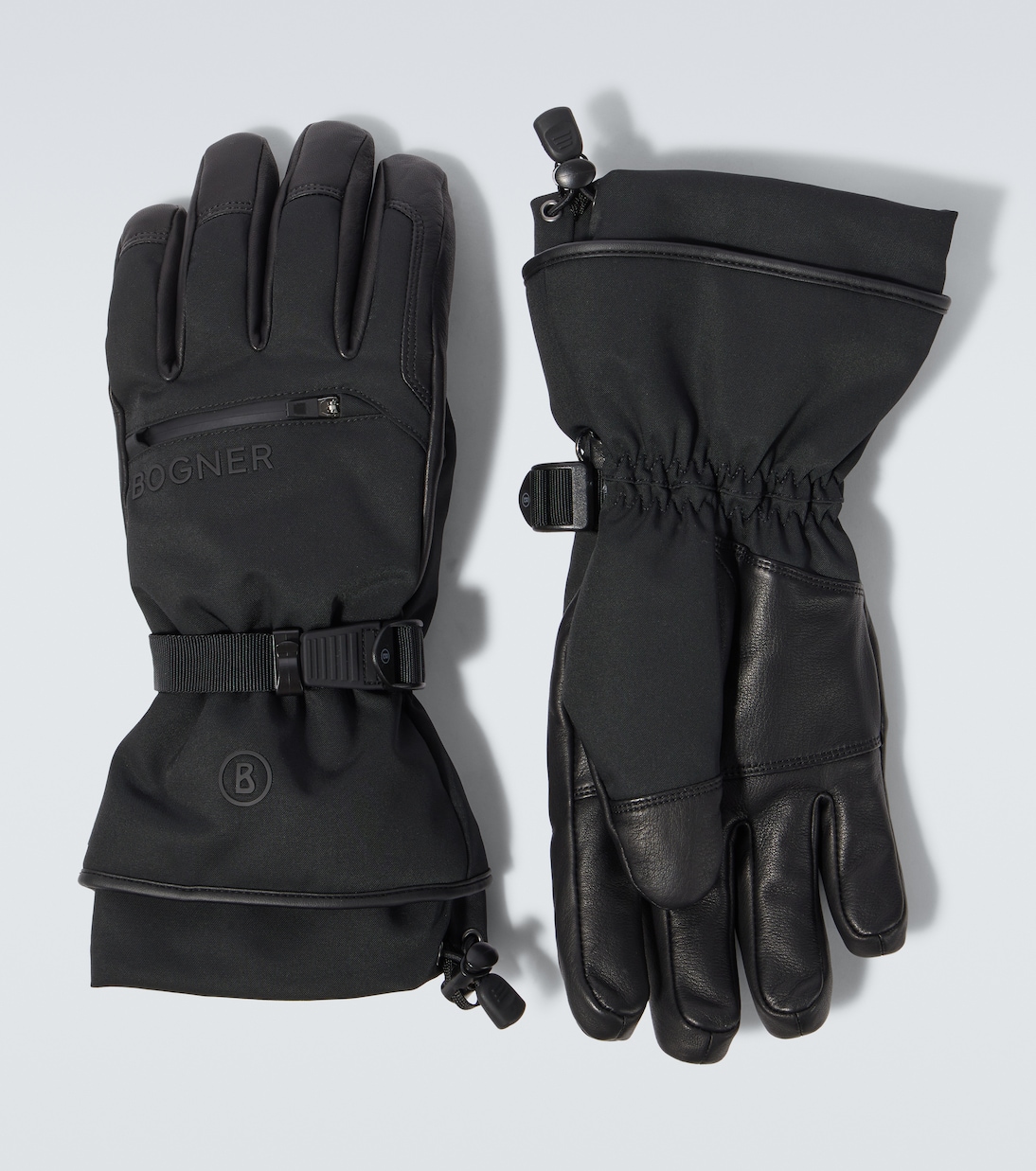 Adriano leather-trimmed ski gloves | Bogner