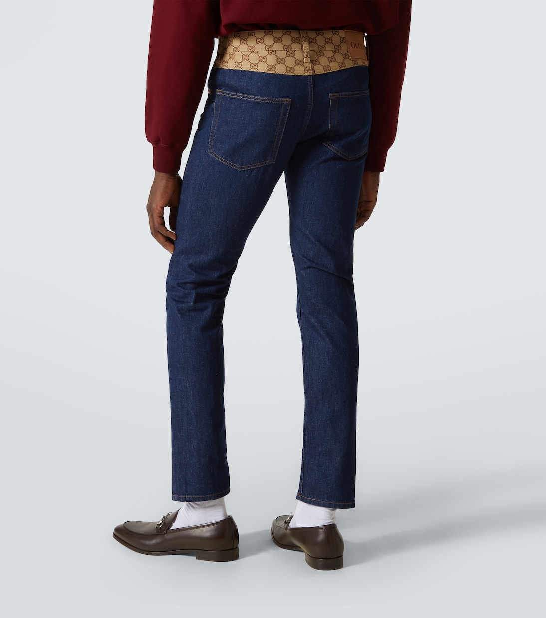 Jeans tapered in canvas GG a vita media | Gucci