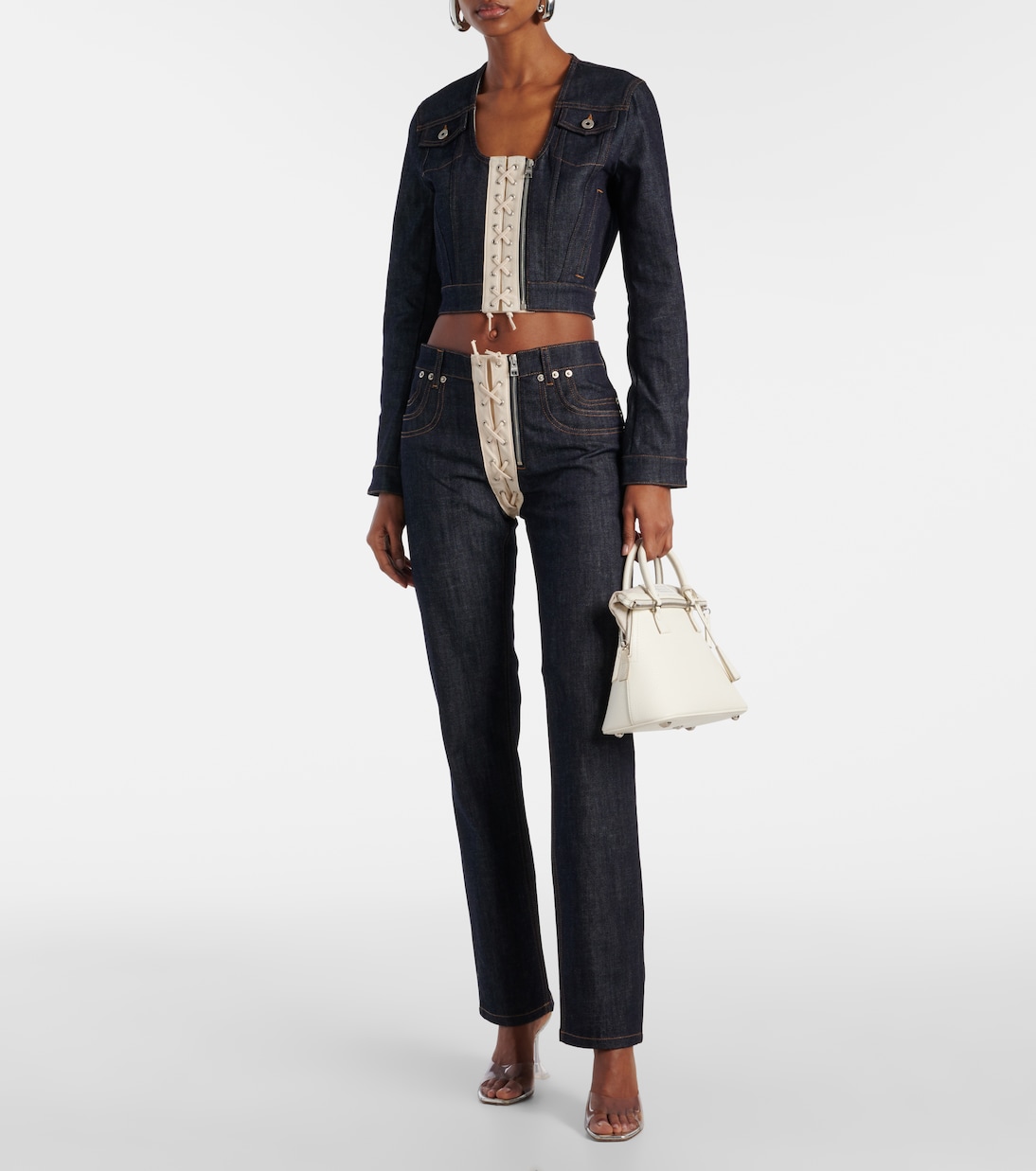 Giacca di jeans cropped con lacci | Jean Paul Gaultier