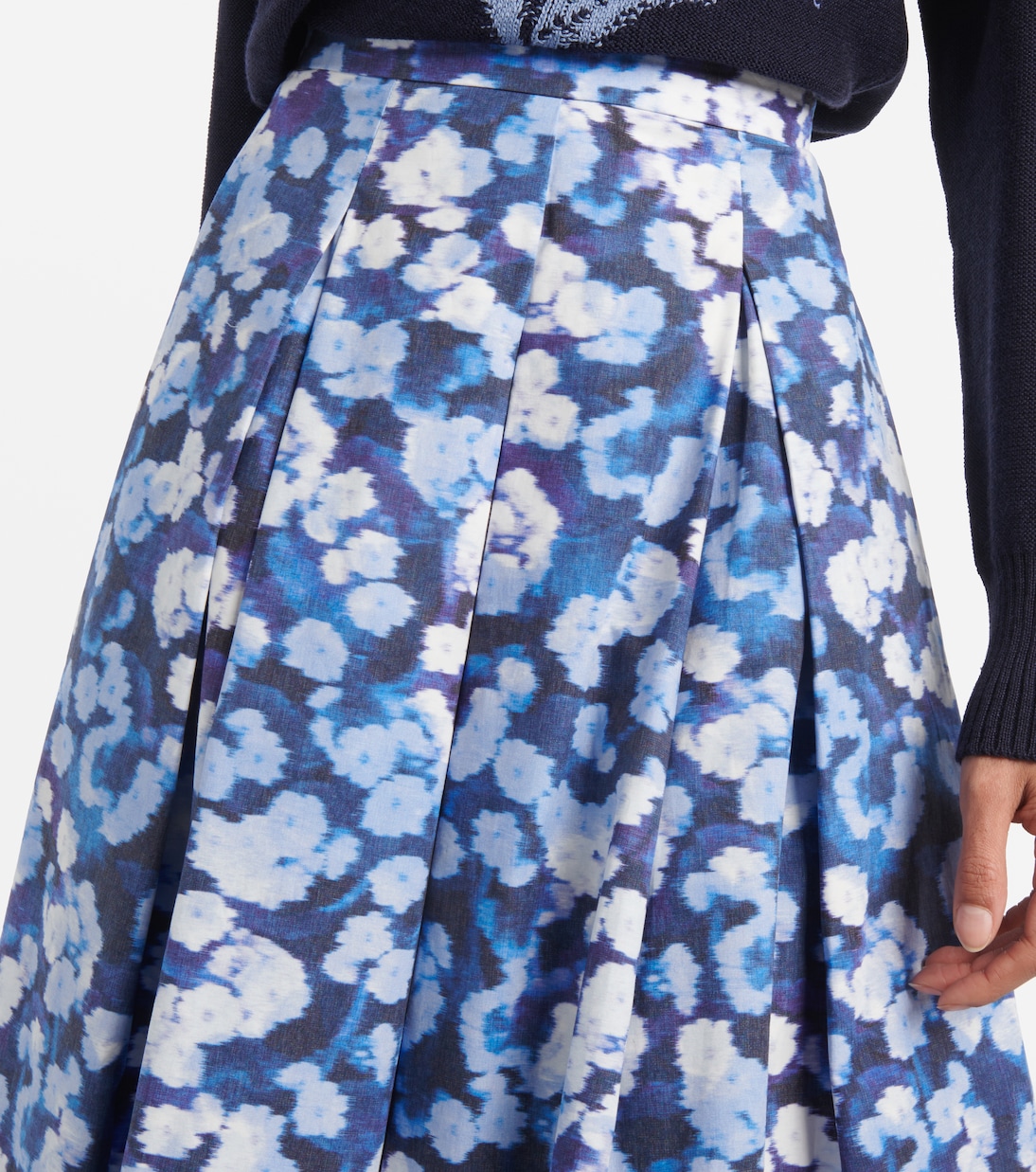 Falda midi de algodón floral plisada | Erdem