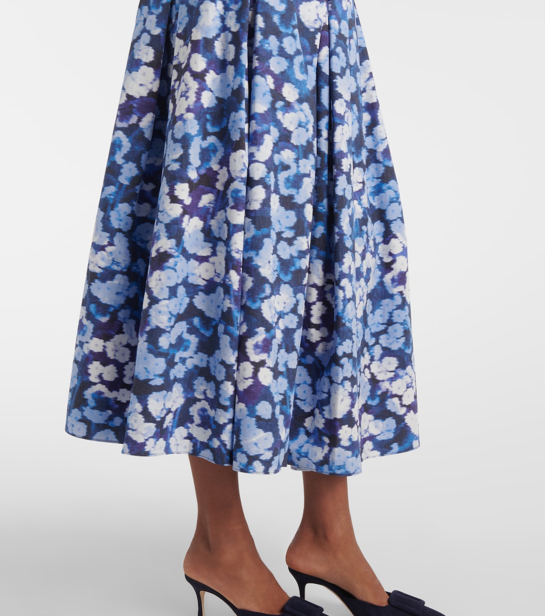 Falda midi de algodón floral plisada | Erdem