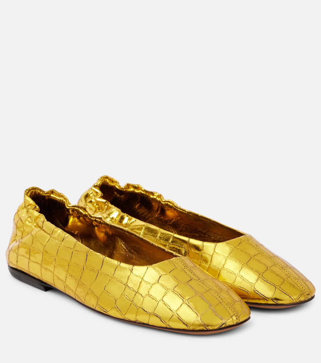 Ballerines en cuir métallisé embossé | Dries Van Noten