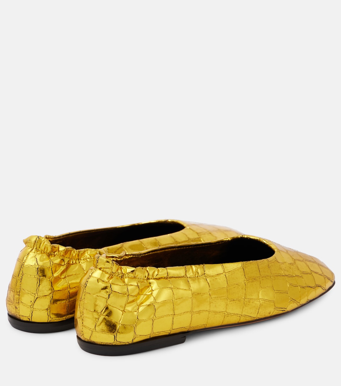 Ballerines en cuir métallisé embossé | Dries Van Noten