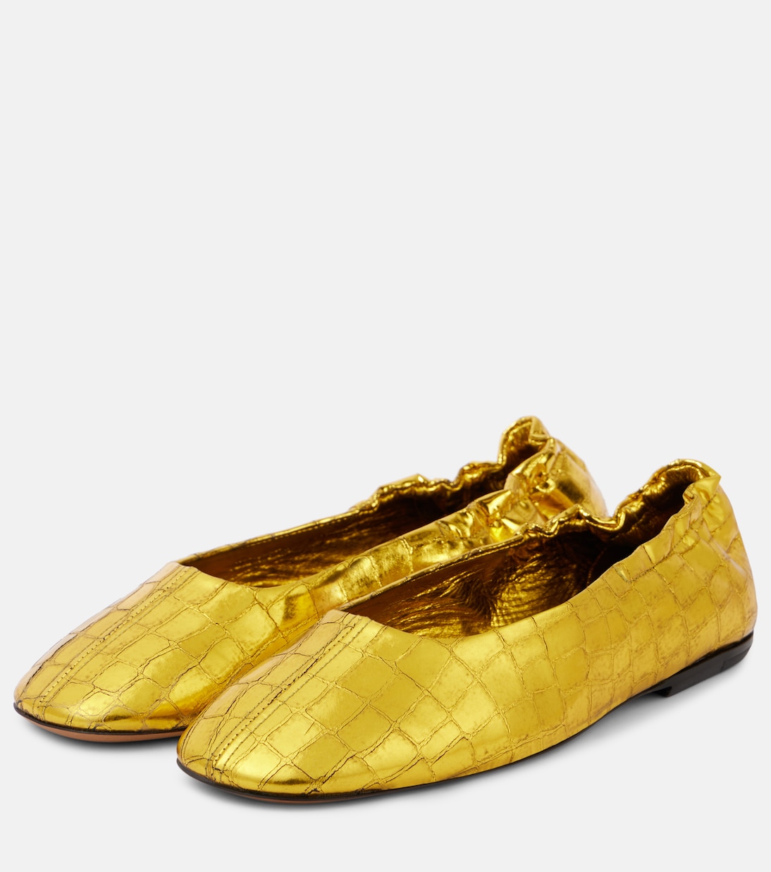 Ballerines en cuir métallisé embossé | Dries Van Noten