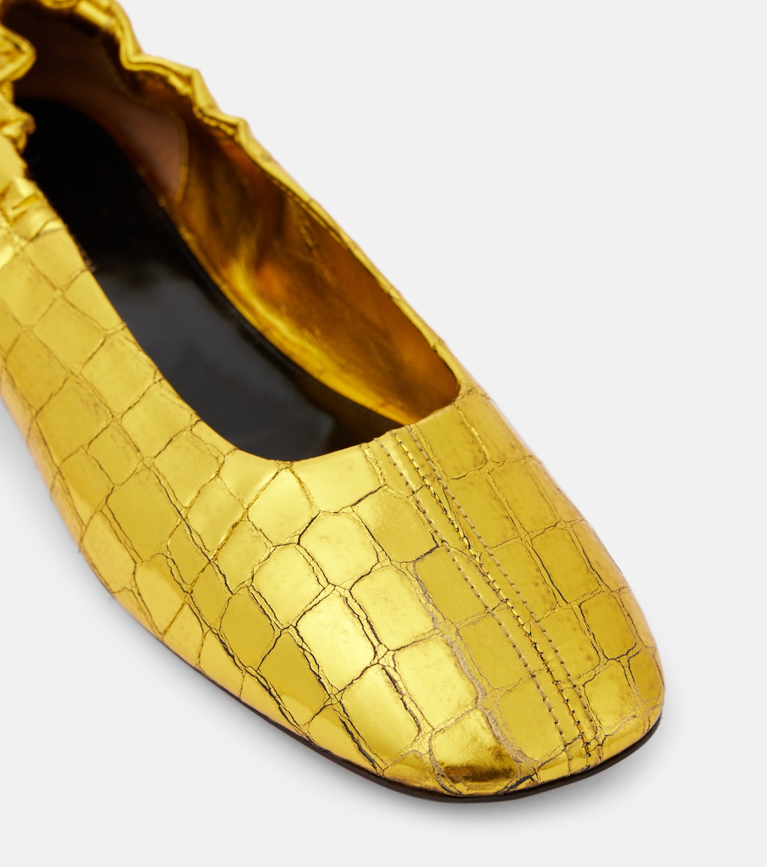 Ballerines en cuir métallisé embossé | Dries Van Noten