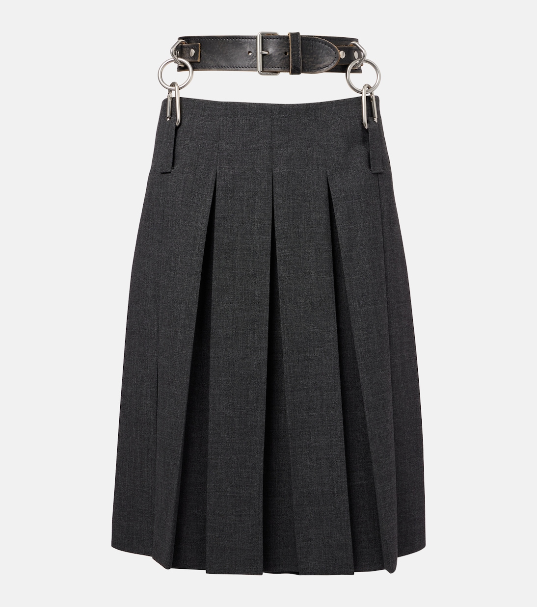 Jupe midi en laine vierge | Prada