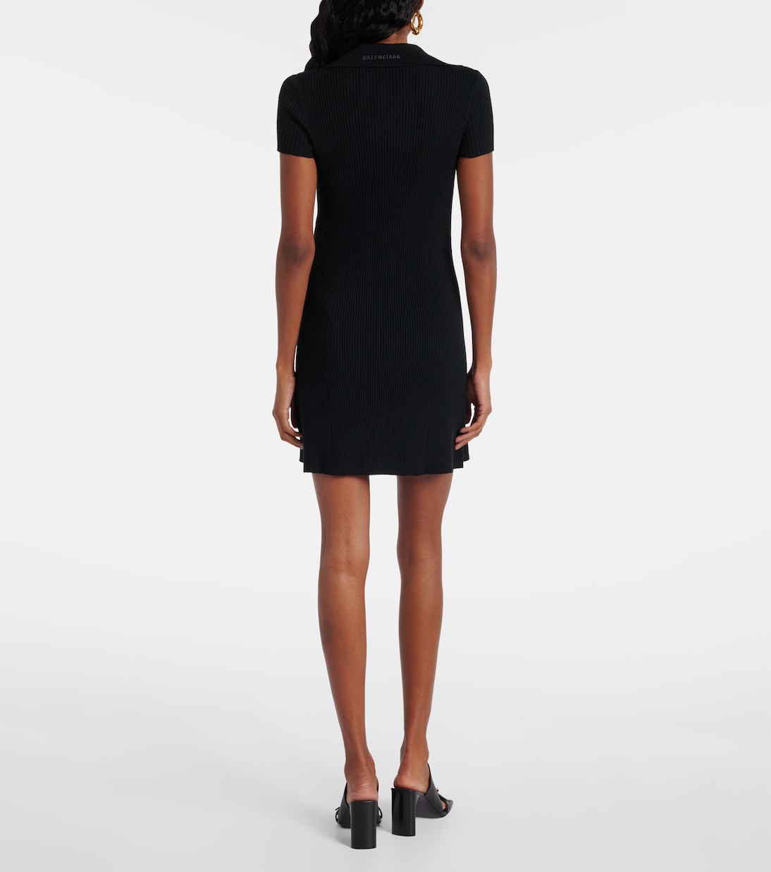 Vestido estilo polo en mezcla de lana | Balenciaga