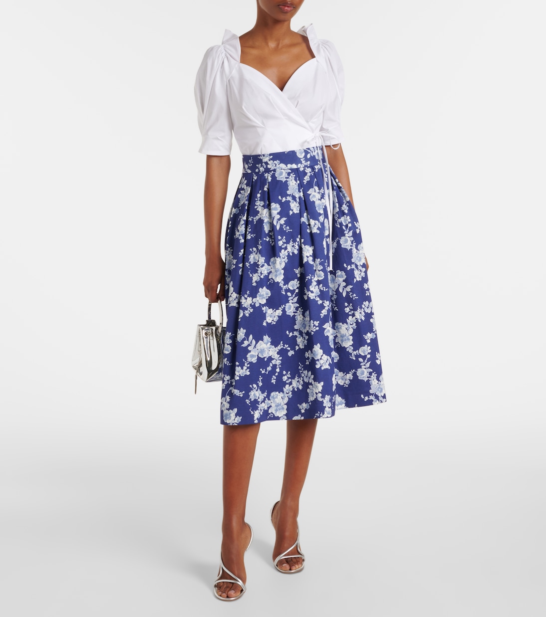 Floral faille midi skirt | Carolina Herrera