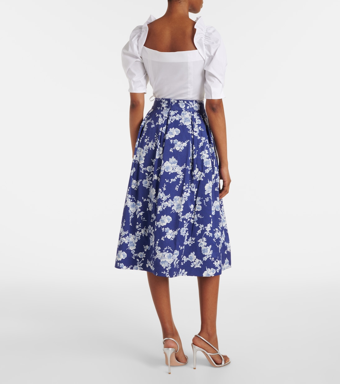 Floral faille midi skirt | Carolina Herrera