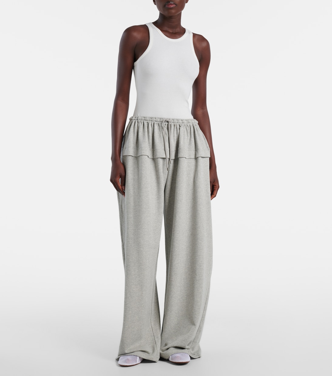 Ruffled cotton-blend track pants | Alaïa