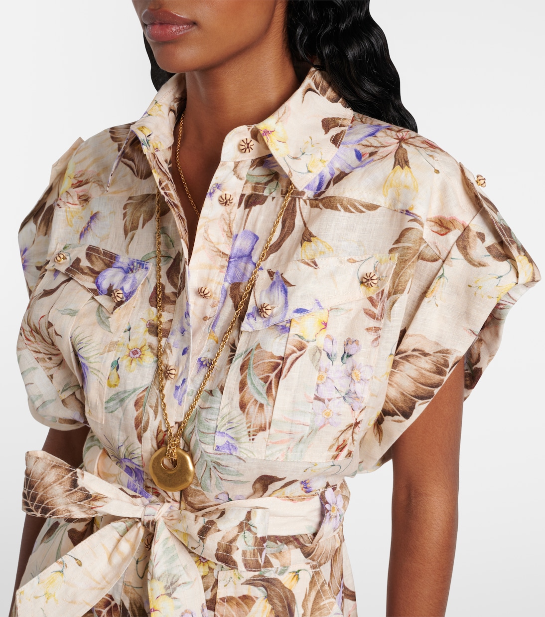Combi-short en lin à fleurs | Zimmermann