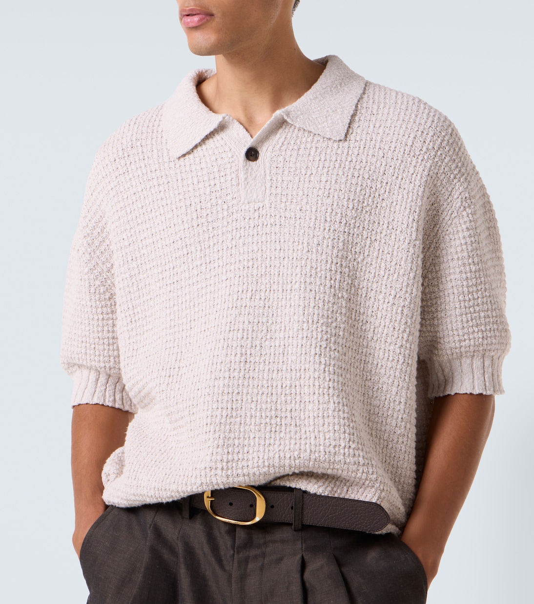 Knitted cotton polo shirt | Commas