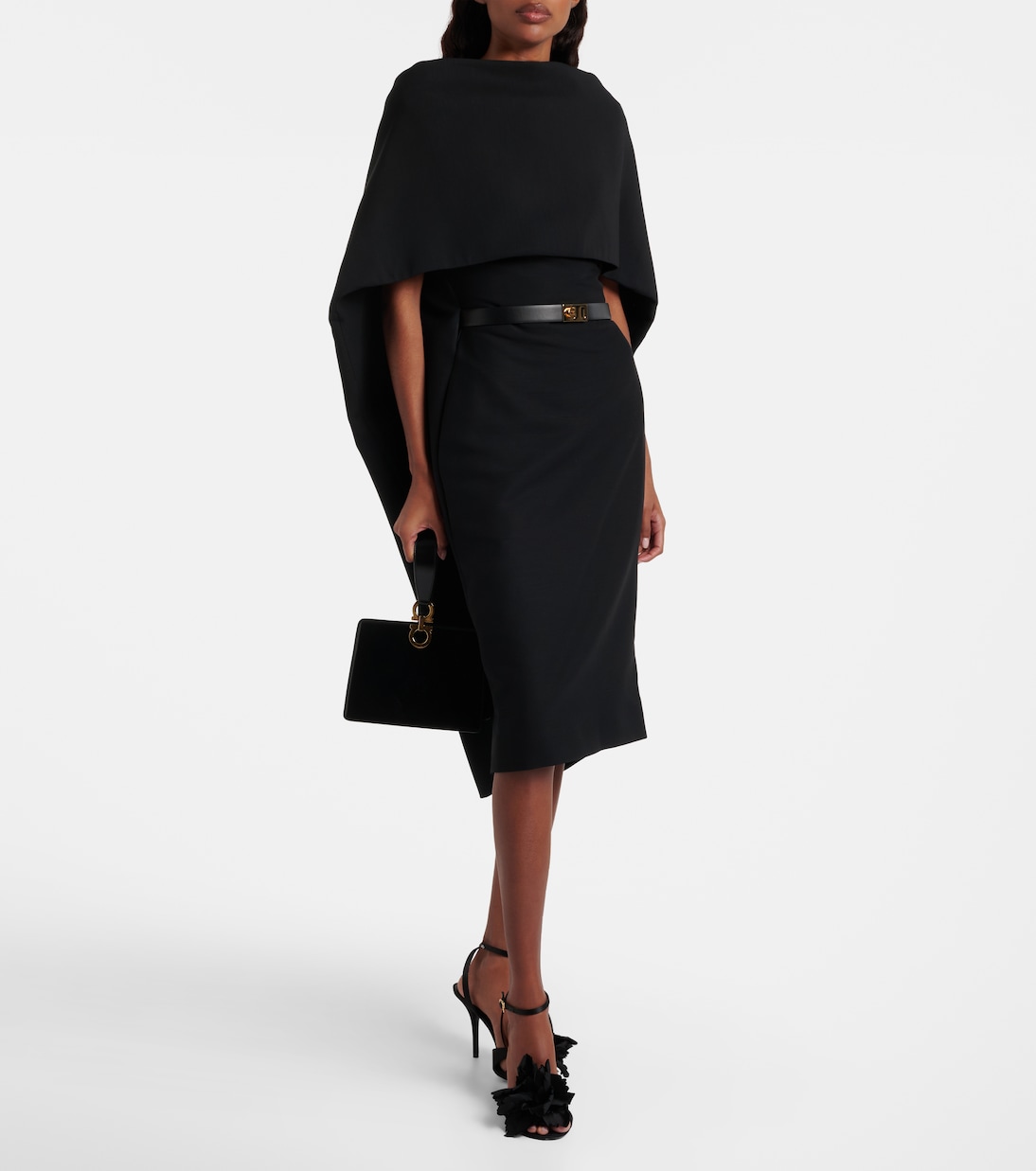 Belted caped midi dress | Ferragamo
