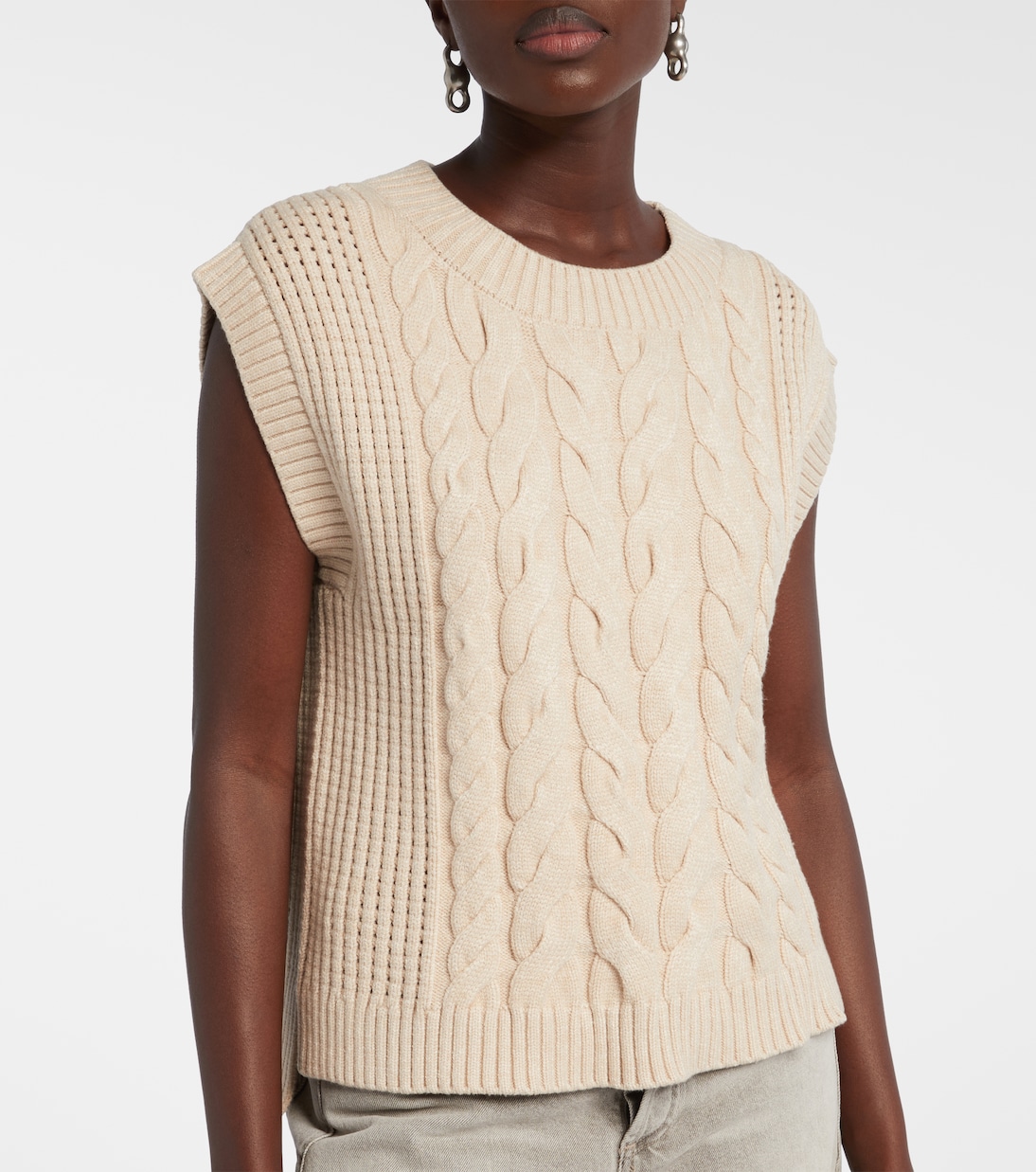 Pixie cable-knit sweater vest | Varley