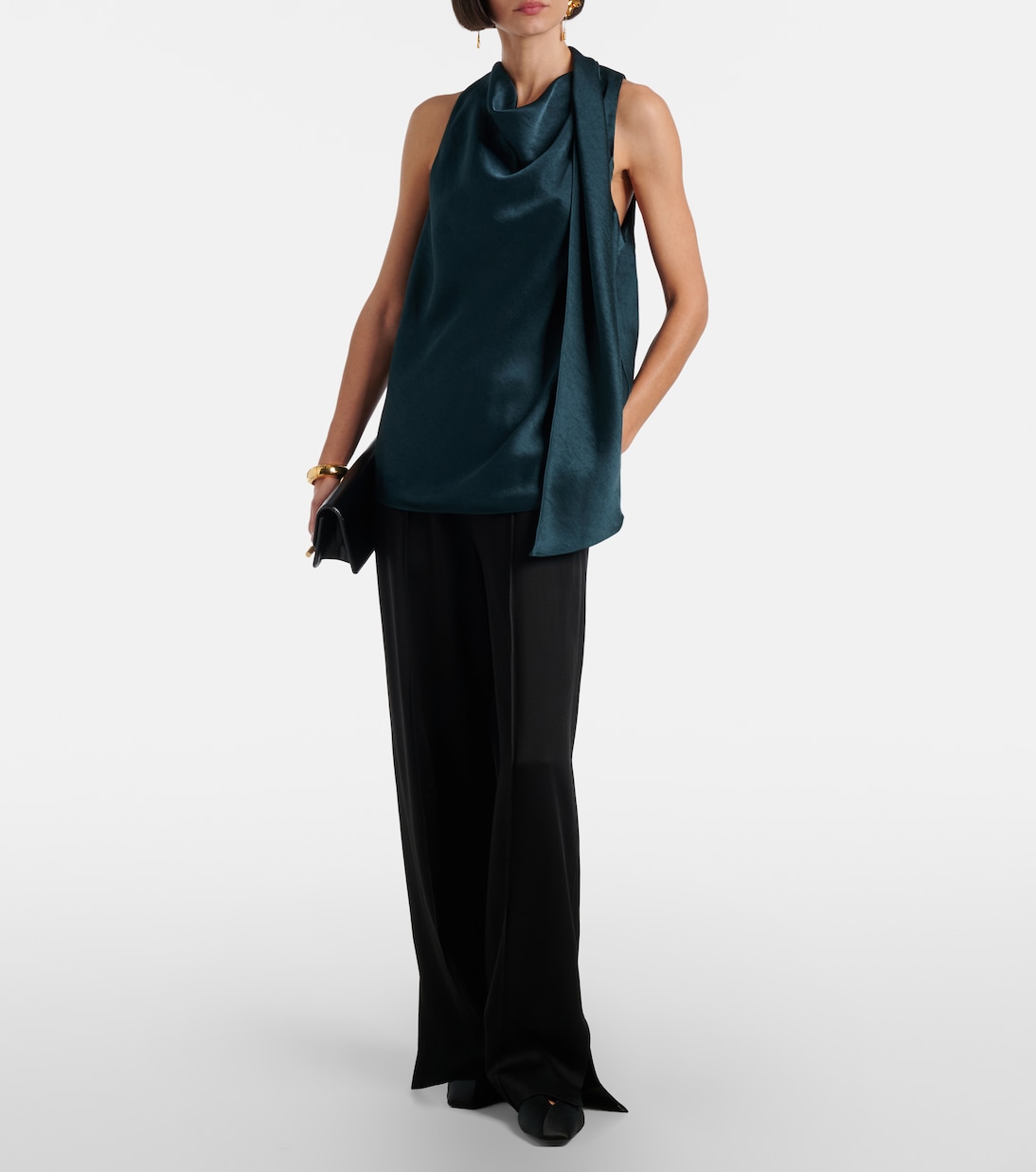 Scarf-detail satin top | Vince