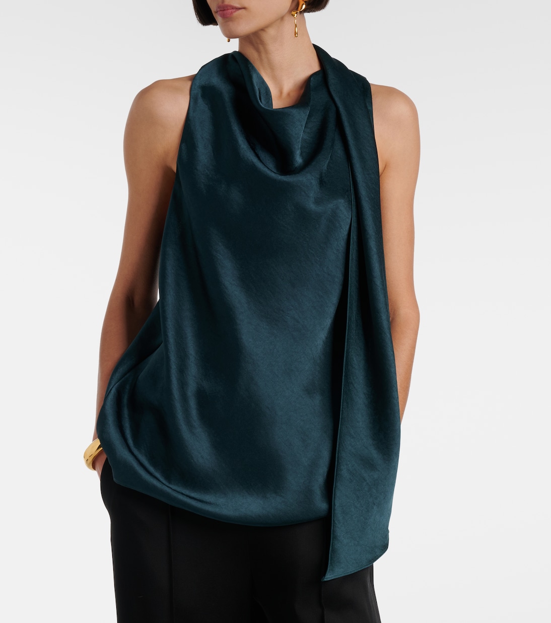 Scarf-detail satin top | Vince