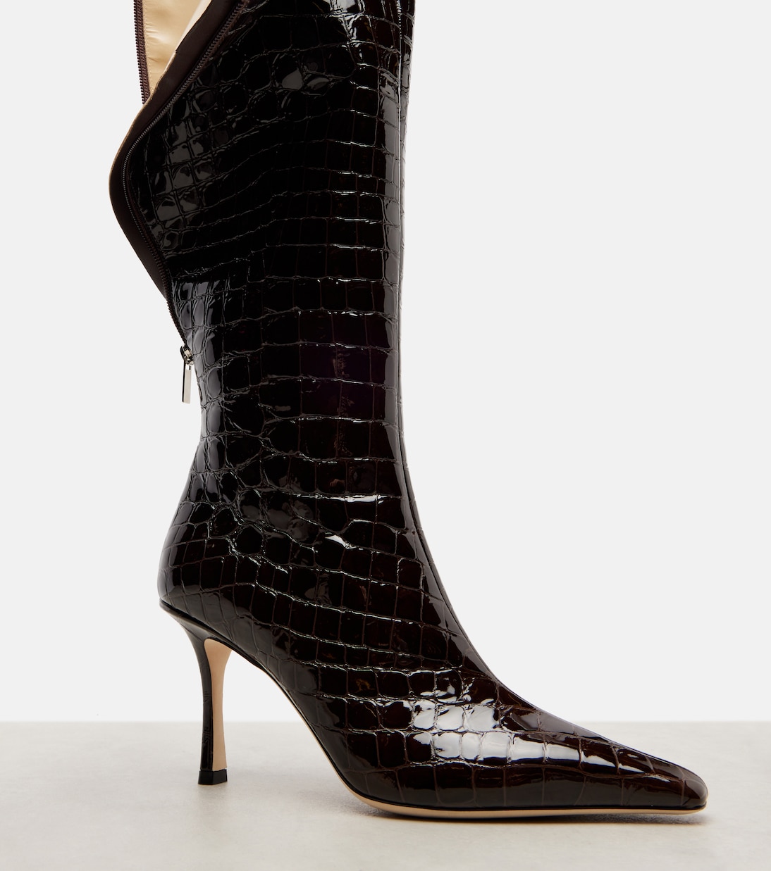 Agathe 85 croc-effect leather knee-high boots | Jimmy Choo