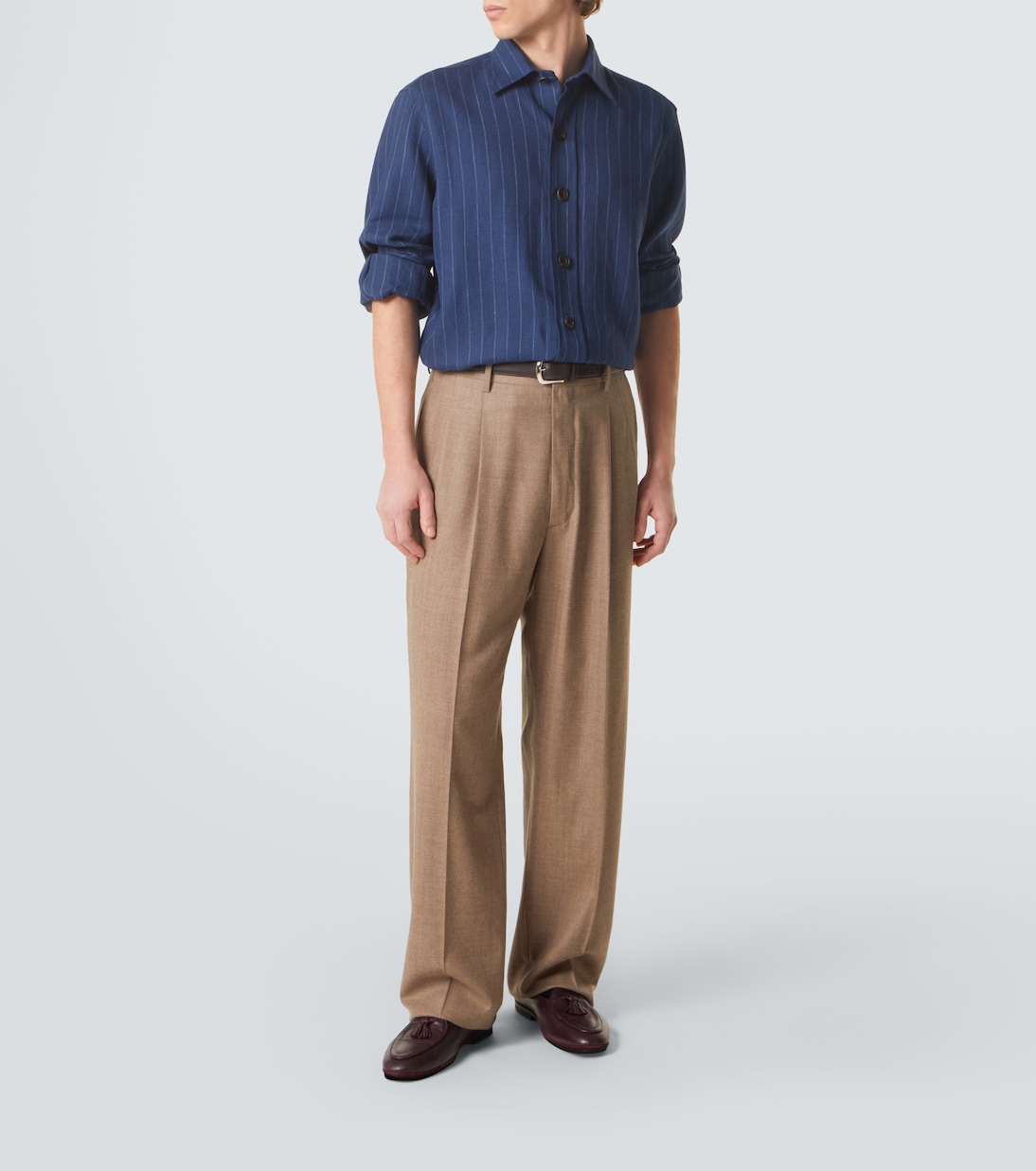 Striped linen and wool shirt | Rubinacci