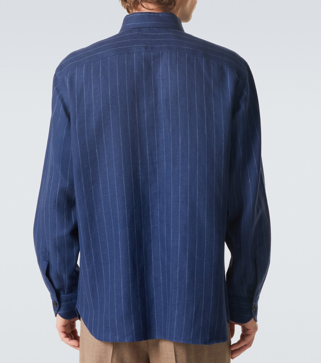 Striped linen and wool shirt | Rubinacci