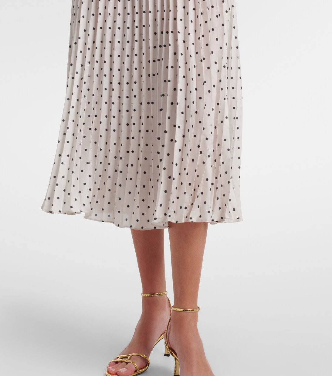 Belted polka-dot pleated midi dress | Self-Portrait