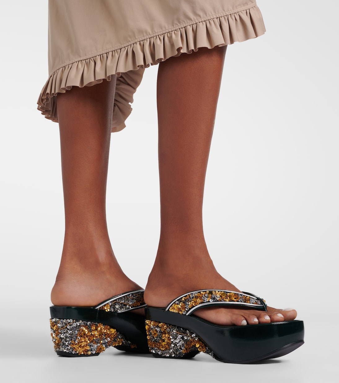 Sequined wedge thong sandals | Dries Van Noten