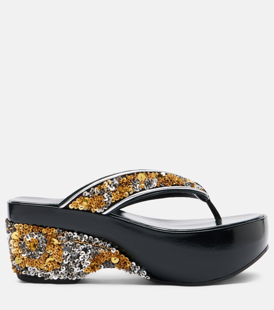 Sequined wedge thong sandals | Dries Van Noten