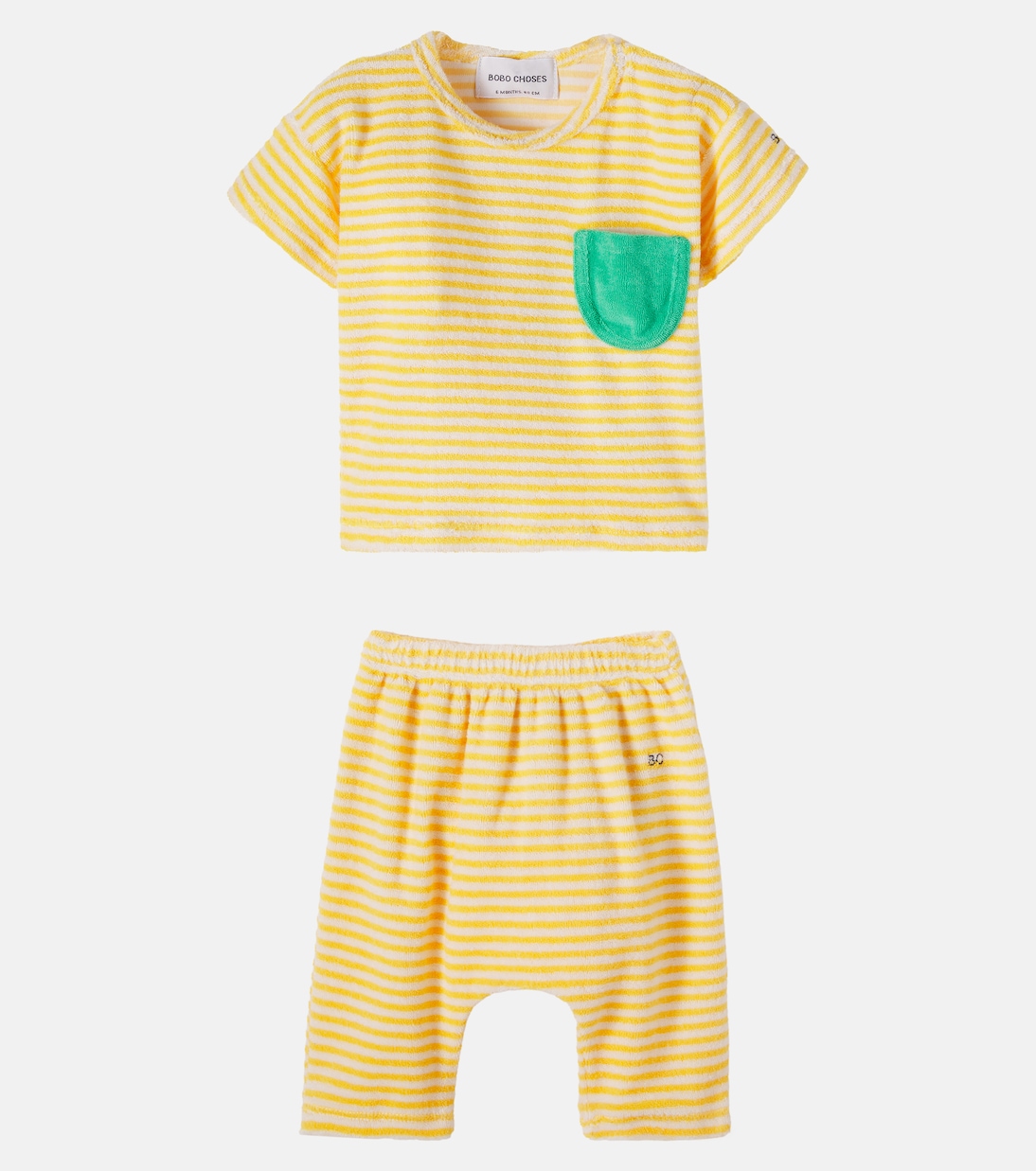 Baby Yellow Stripes cotton-blend T-shirt and pants set | Bobo Choses