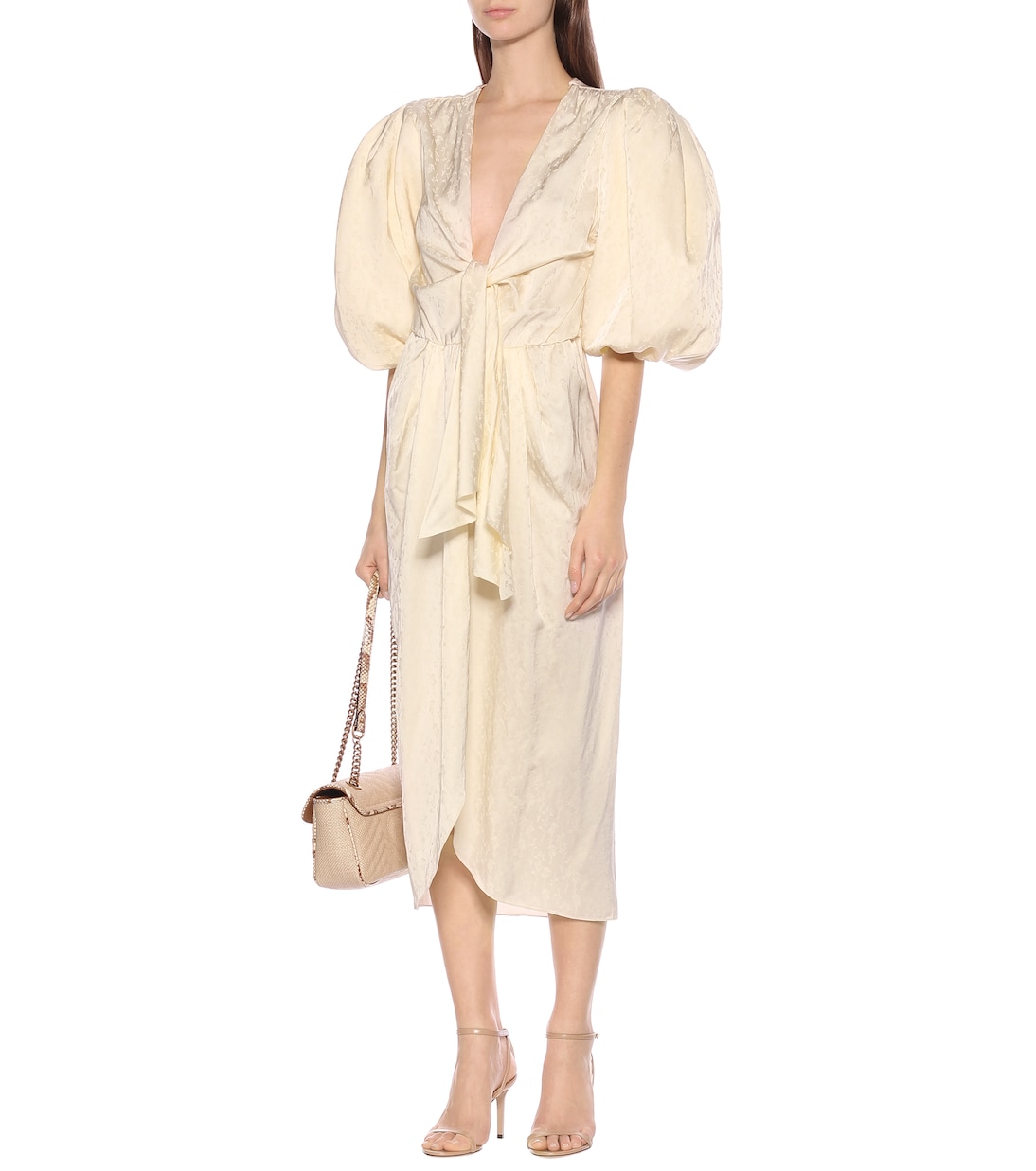 Robe midi Everblooming en jacquard et satin | Johanna Ortiz