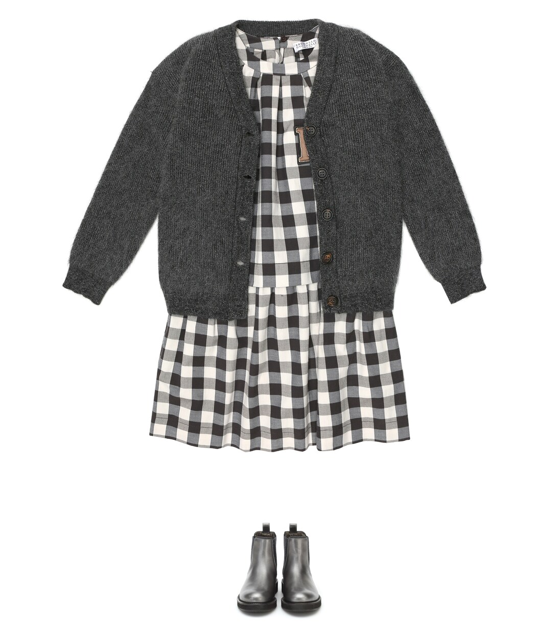 Vestido de algodón a cuadros | Brunello Cucinelli Kids