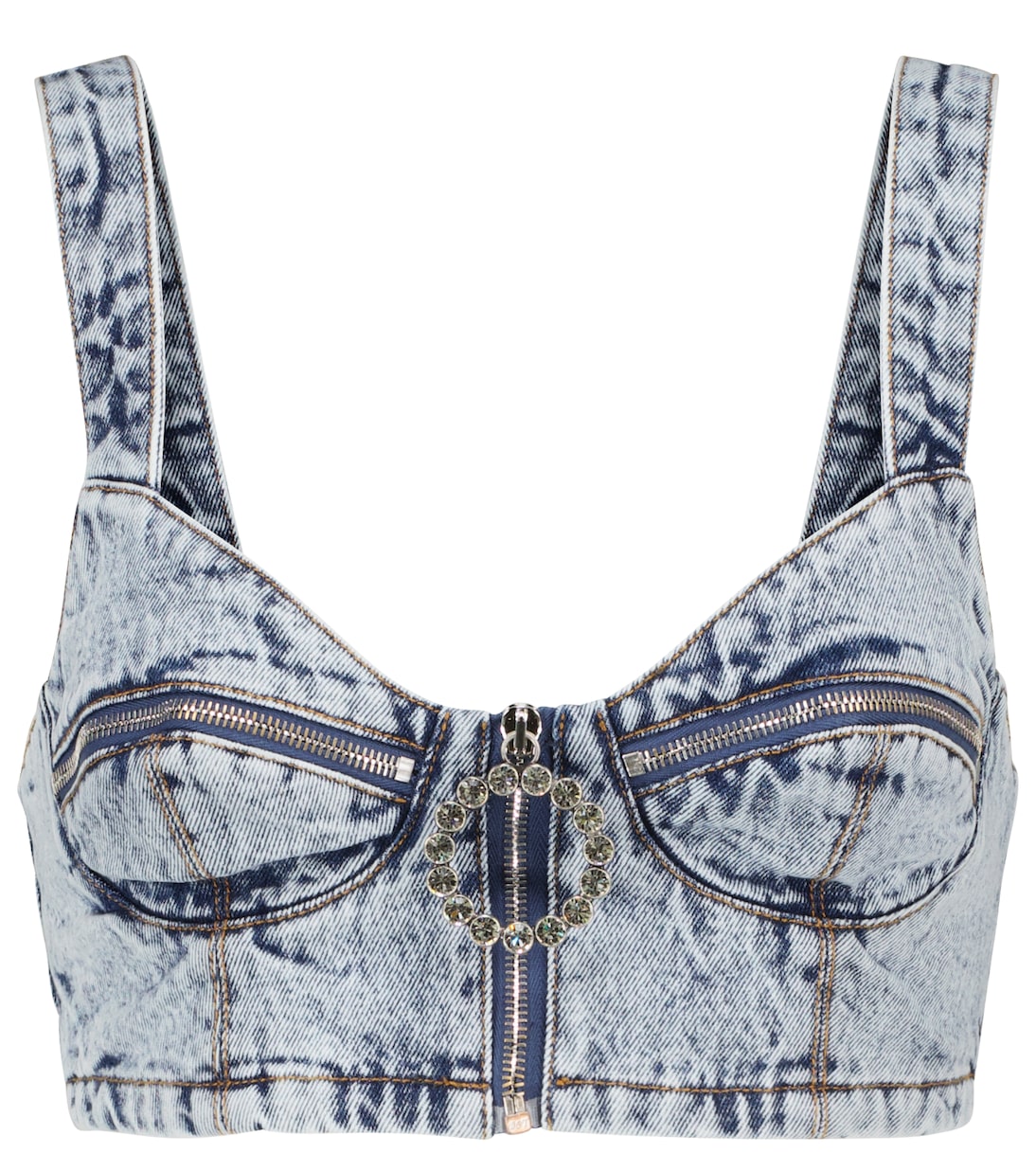 Crystal-embellished denim bustier | Alessandra Rich