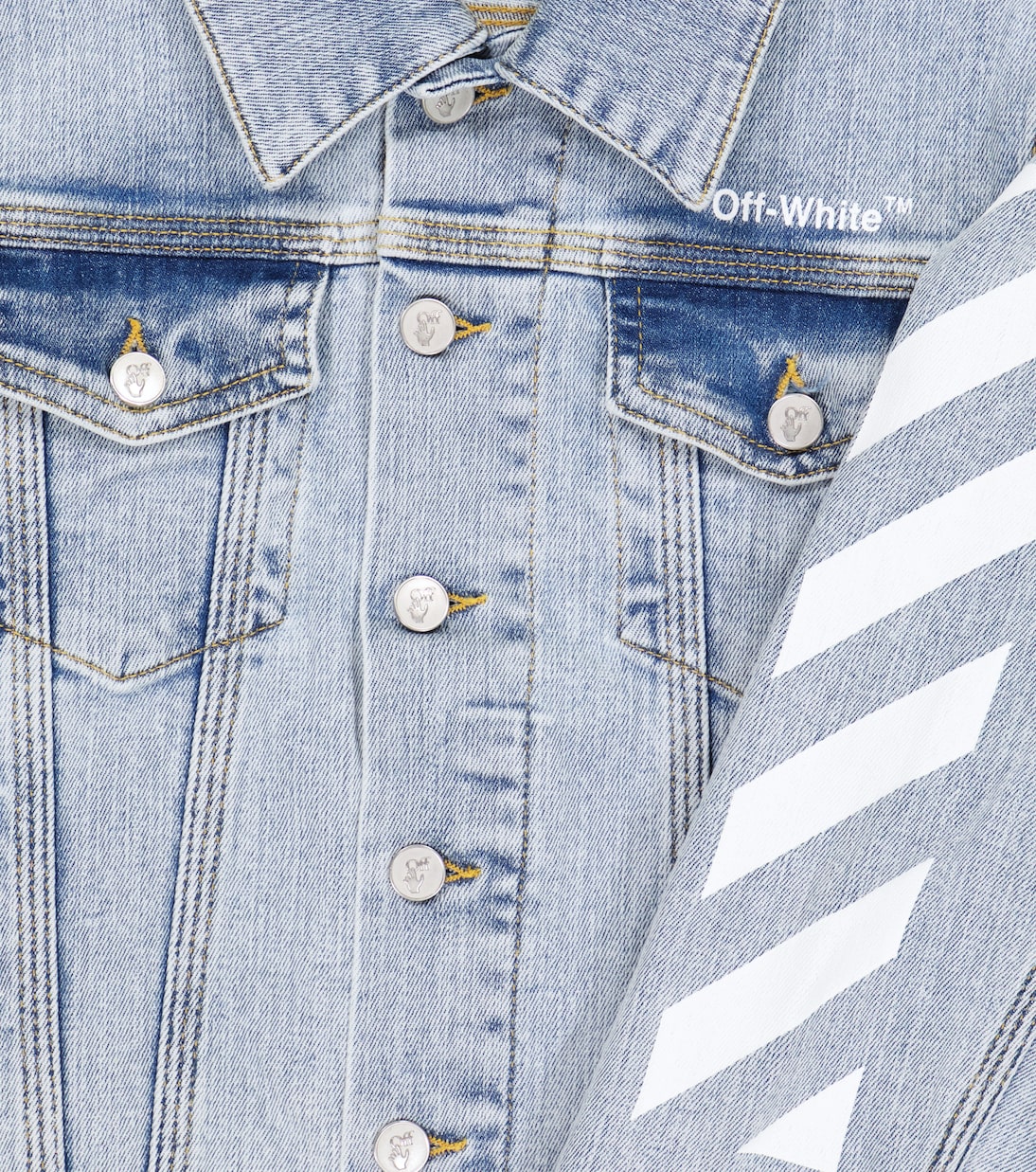 Printed denim jacket in blue - Off White Kids | Mytheresa