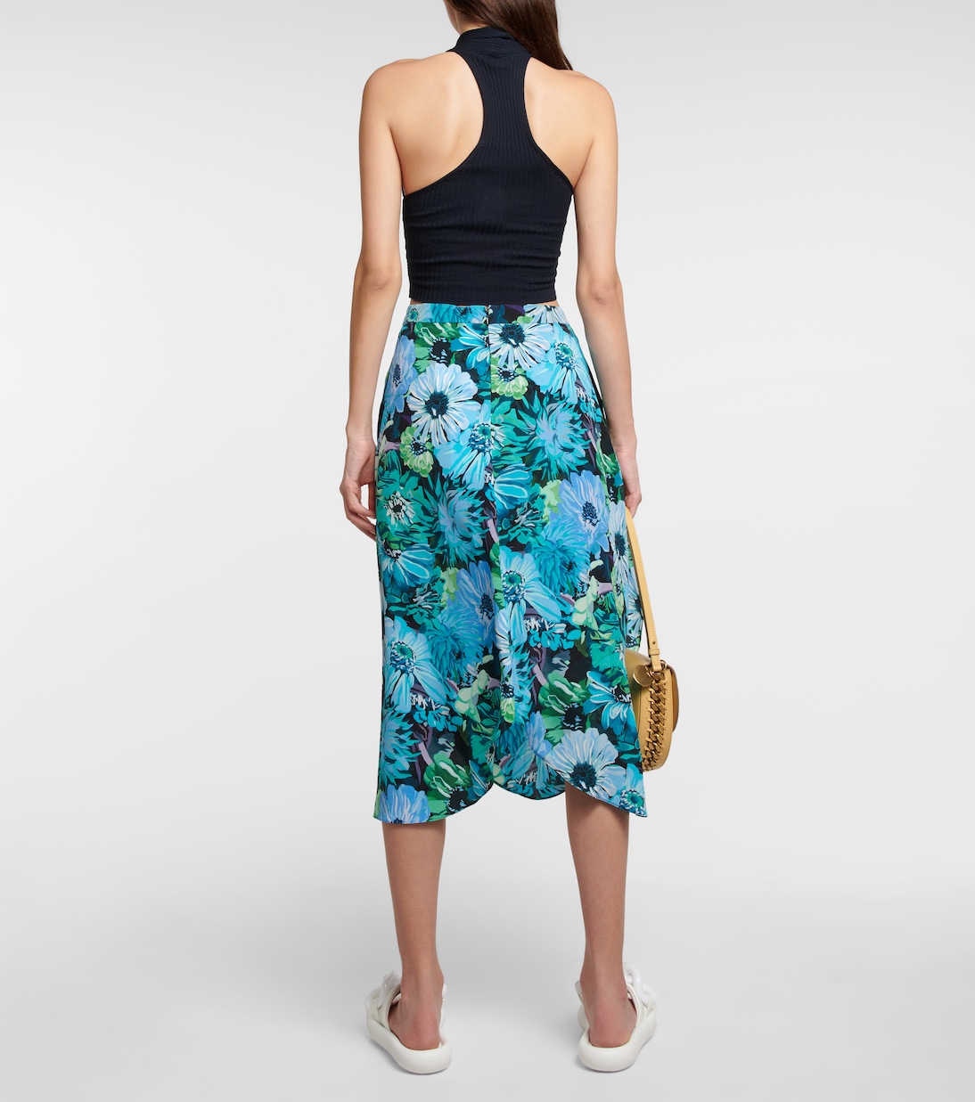 Gonna in seta crêpe de chine con stampa | Stella McCartney