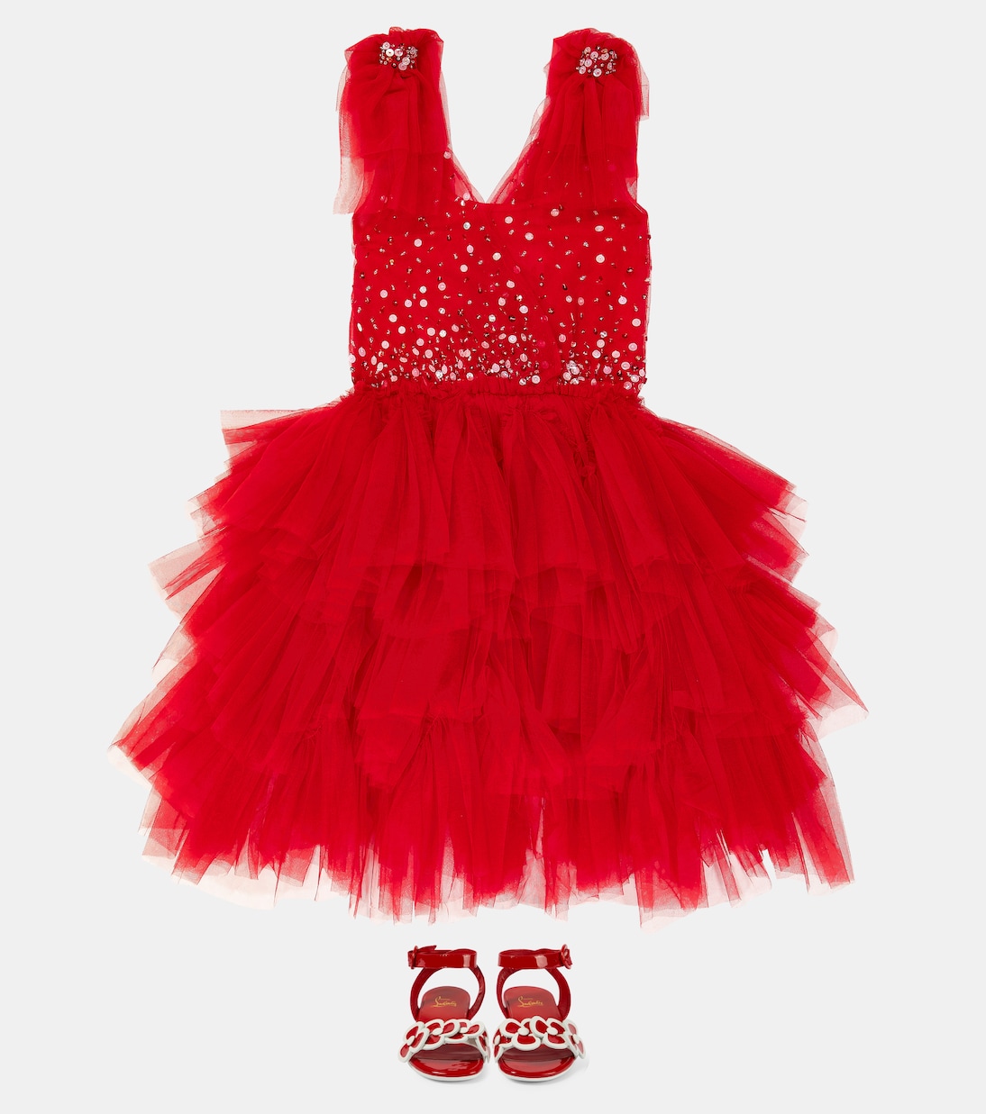 Sandali Pensatoi in vernice con applicazione floreale | Christian Louboutin Kids