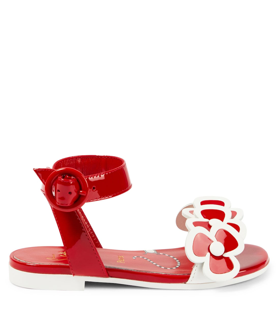 Sandali Pensatoi in vernice con applicazione floreale | Christian Louboutin Kids