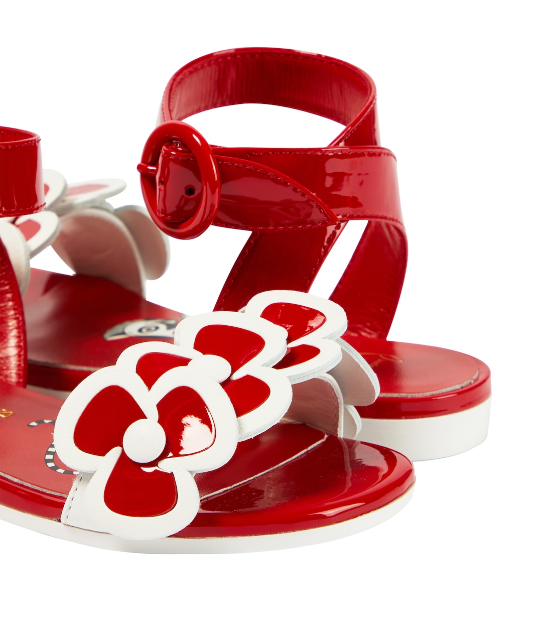 Sandali Pensatoi in vernice con applicazione floreale | Christian Louboutin Kids