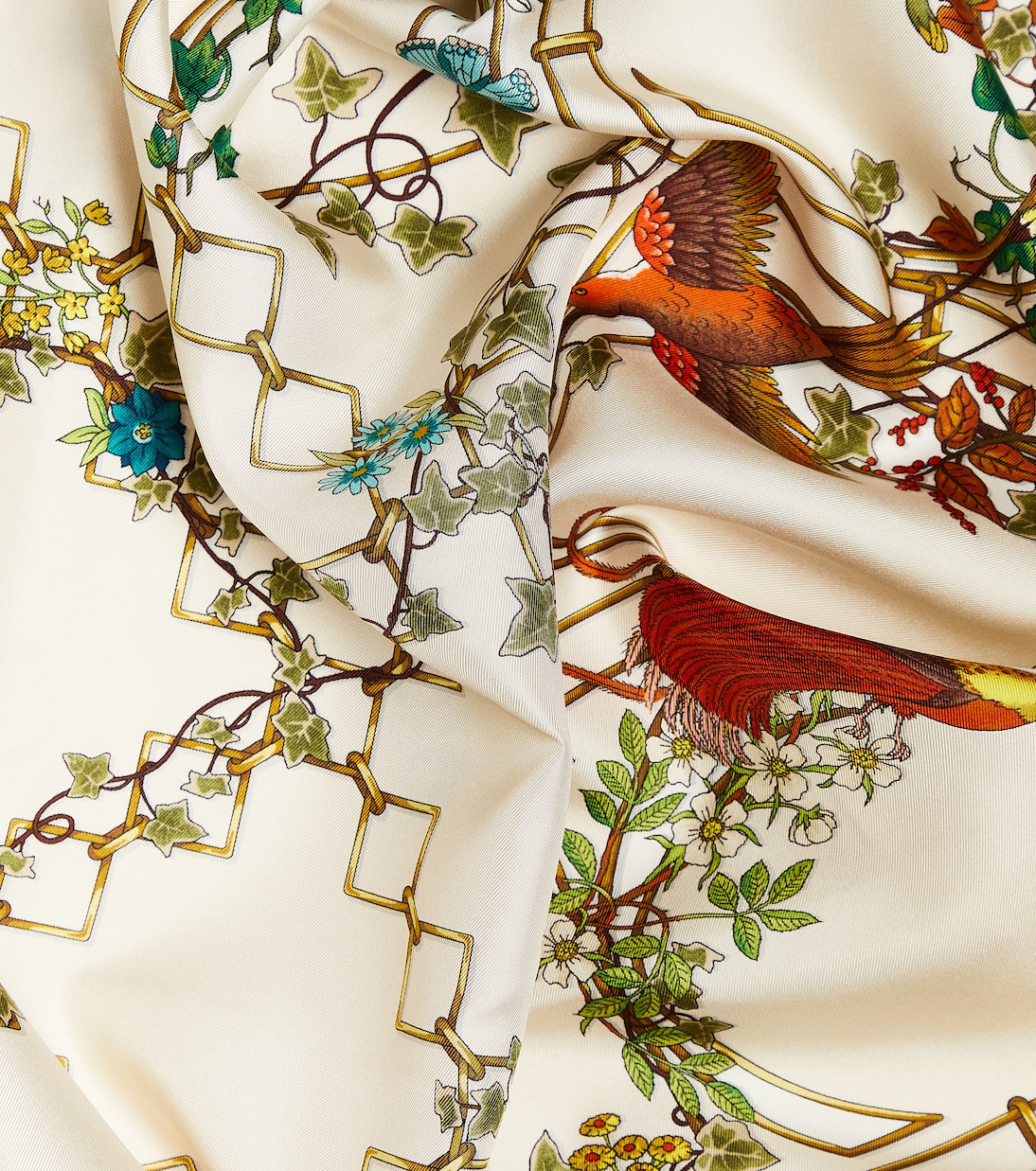 Foulard in twill di seta con stampa | Gucci