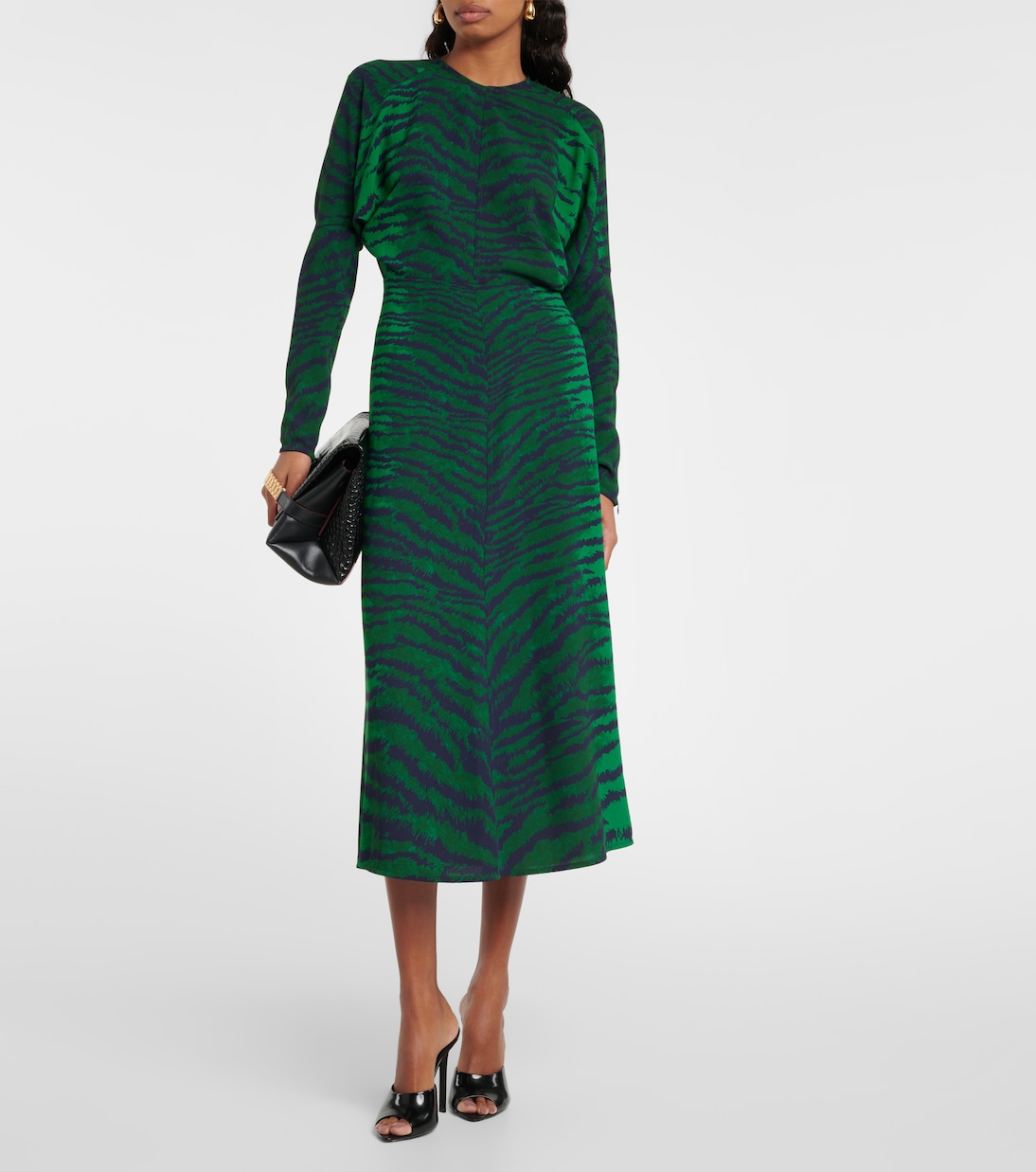 Vestido midi de cady estampado | Victoria Beckham