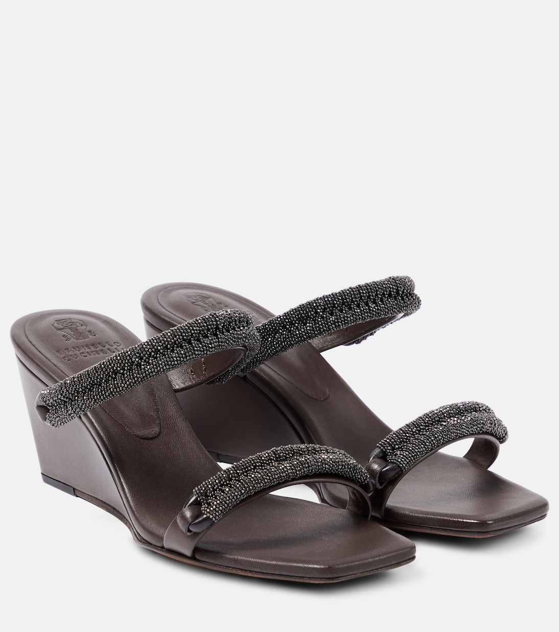 Mules compensées en cuir | Brunello Cucinelli
