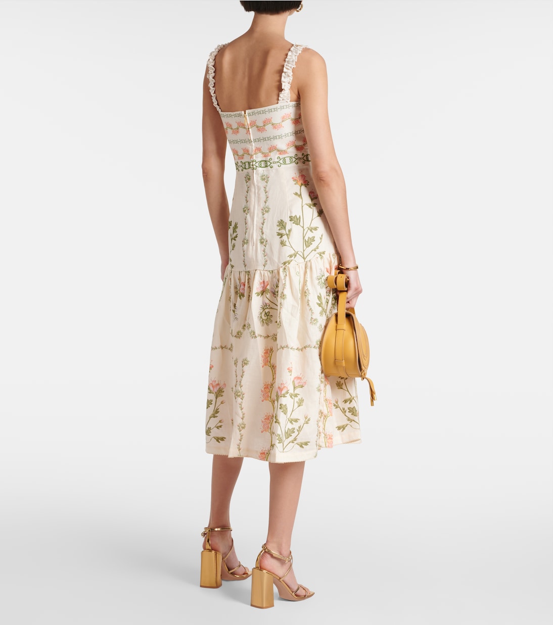 Bedrucktes Midikleid Nispero aus Leinen | Agua by Agua Bendita