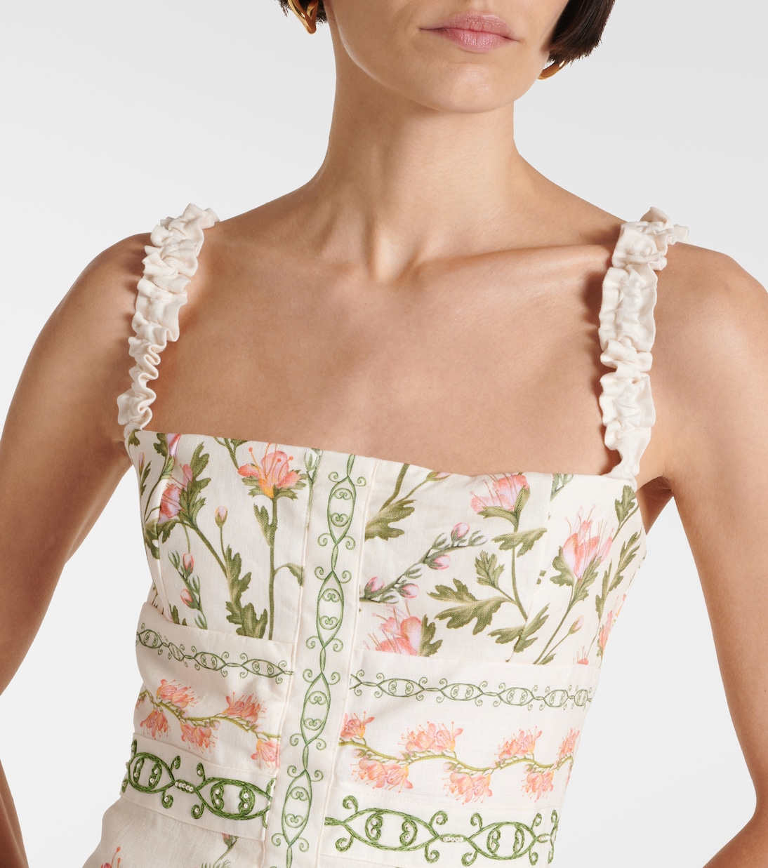 Bedrucktes Midikleid Nispero aus Leinen | Agua by Agua Bendita