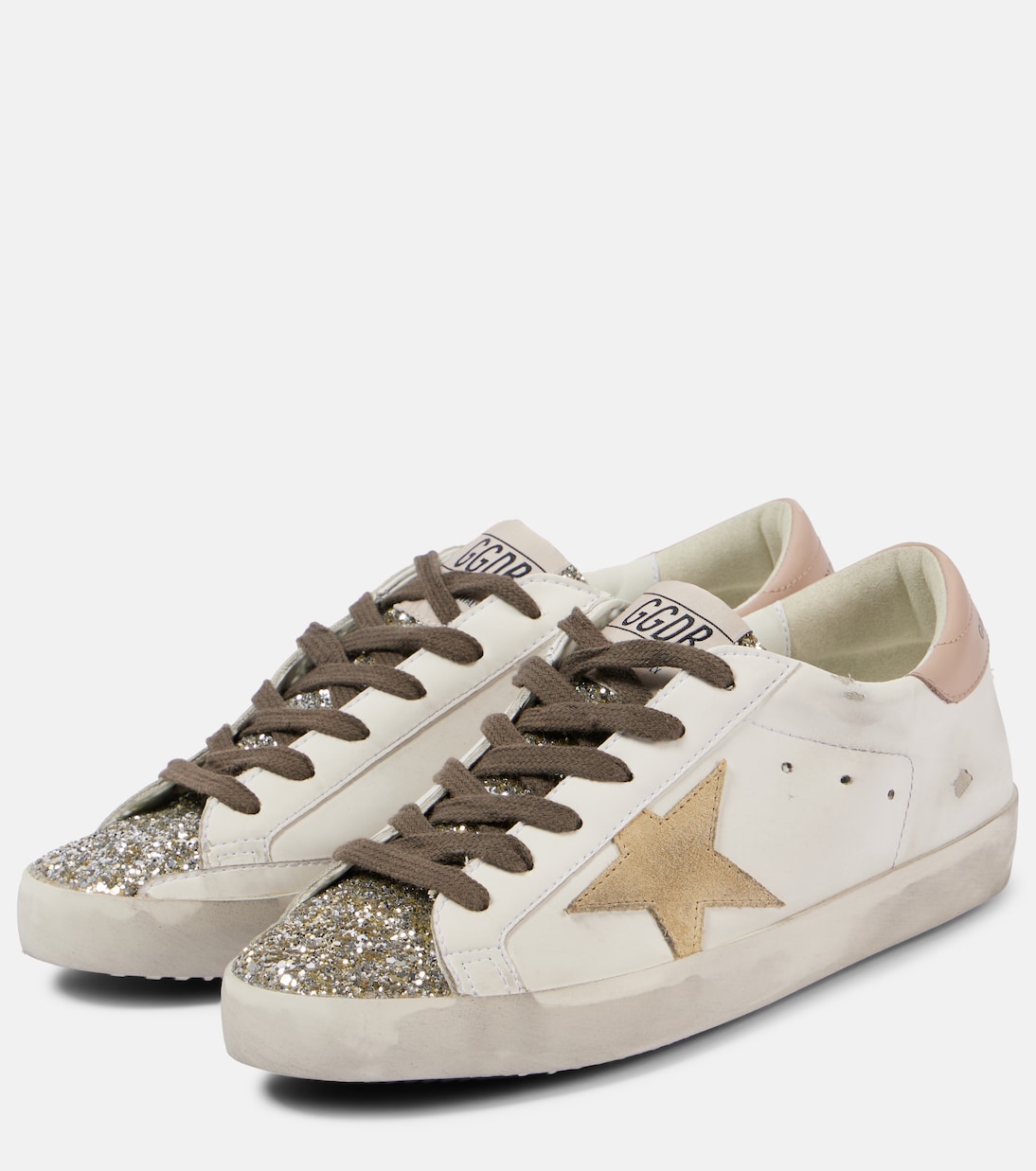 Super Star glitter leather sneakers in white Golden Goose Mytheresa