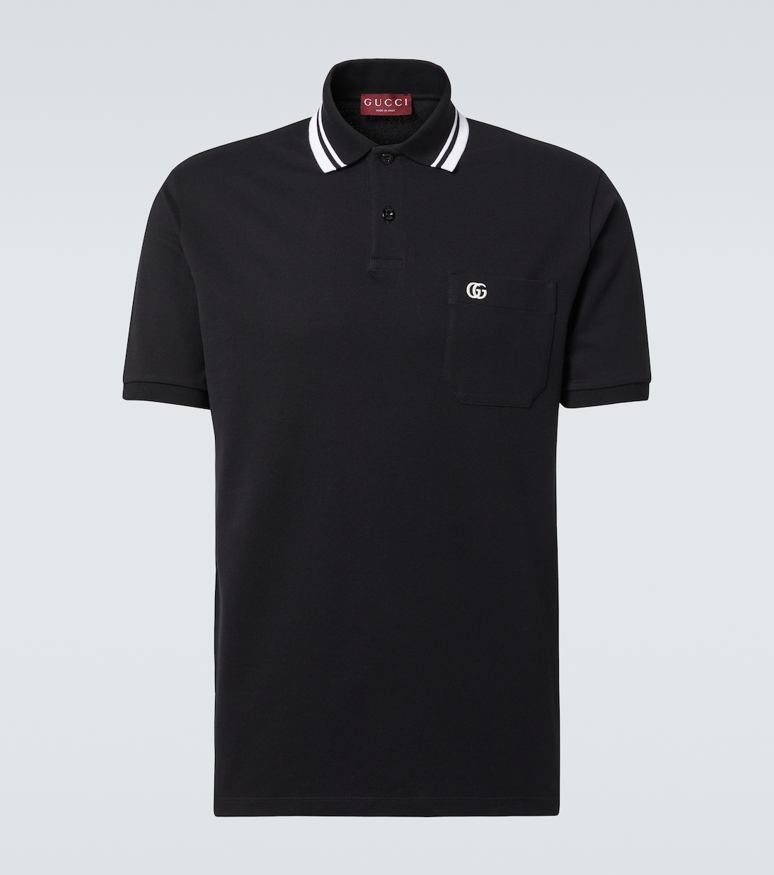 GG Web cotton blend polo shirt in black Gucci Mytheresa