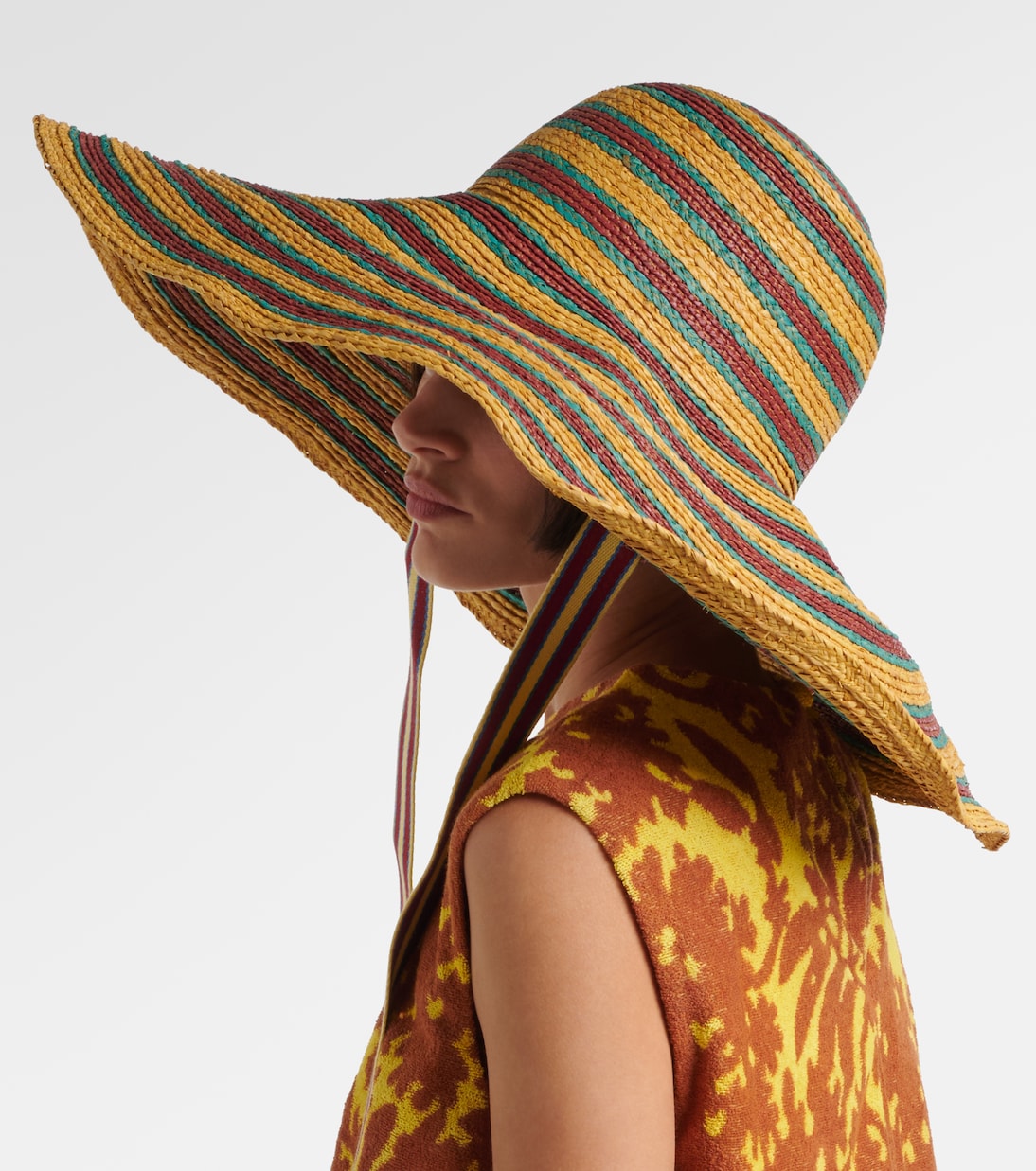 Cappello Tamsin in rafia a righe | Alémais